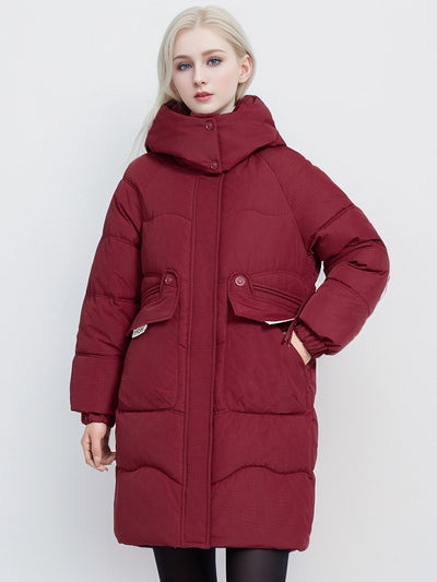 Loose Hooded Medium and Long Cotton-padded Jacket