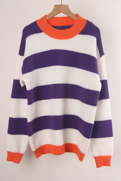 Winter Striped Stitching Sweater