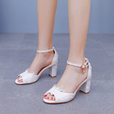 7 cm Fishmouth Shallow Lace Flower Sandals