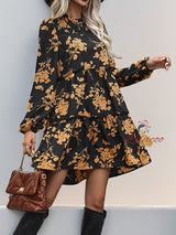 Retro Printed Long Sleeve Dress