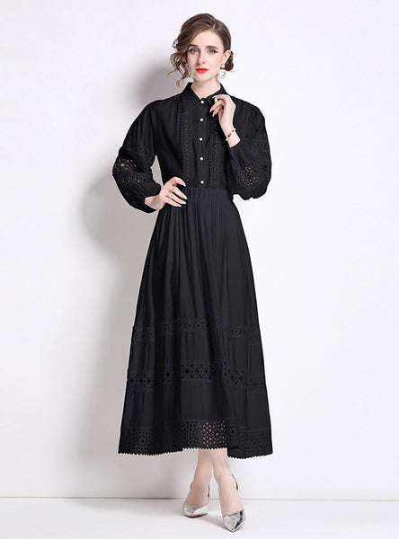 Lapel Splicing Lantern Sleeve Shirt+Skirt Suit