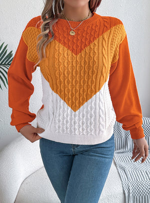 Leisure Color Matching Pullover Sweater