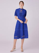 Retro Lace Stitching V-neck Short-sleeved Dress