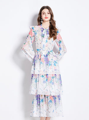 Retro Slim Waist Temperament Cake Dress