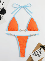 Solid Color Sexy Strap Bikini