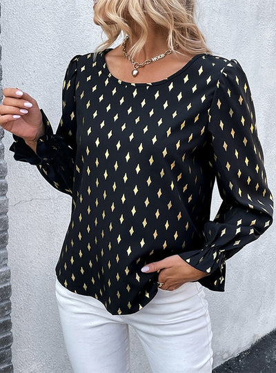 Long-sleeved Shirt Black Bronzing Shirt