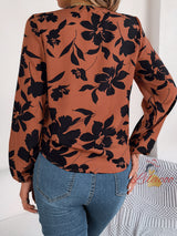 Casual Flower Chiffon Long Sleeve Shirt