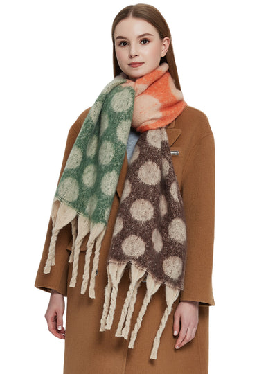 Thickened Thick Tassel Jacquard Large Polka Dot Scarf