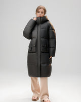 Long Thick Loose Over-the-knee Hooded Cotton-padded Coat