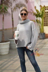 Solid Color Long Sleeve Loose High Neck Sweater