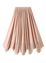 Thin Cotton and Linen Irregular High Waist Skirt