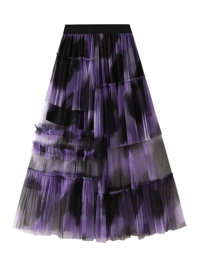 Hollow Irregular Gauze Cake Skirt