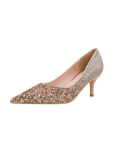 Pointed Gradient Sequined Shoes