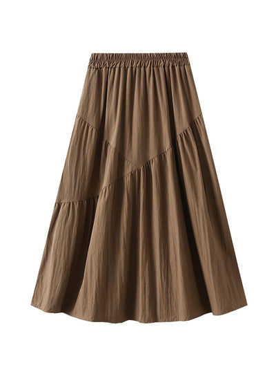 Elastic Waist Pleated High Waist Slim Skirt