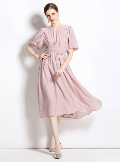 Round Neck Bubble Sleeve Dress