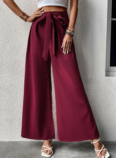 High-waist Lace-up Wide-leg Pants