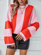 Casual Loose Contrast Striped Sweater