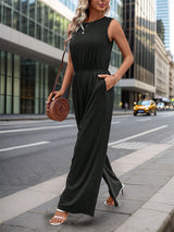 Sleeveless High Waist Elastic Waist Jumpsuit