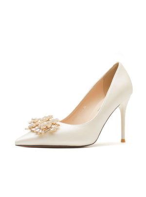 Pearl Rhinestone Stiletto Heels Wedding Shoes