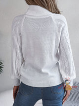 Casual Solid Color Button Twists Sweater