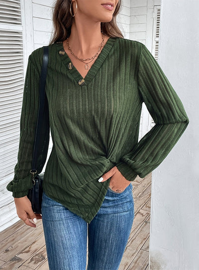 V-neck Shirt Pit Long Sleeve T-shirt Top