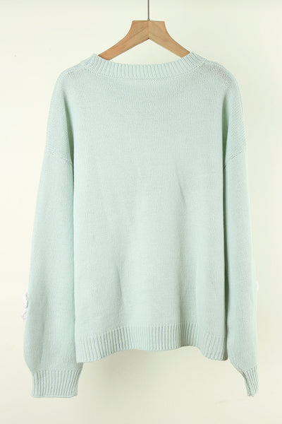 Flower Round Neck Long Sleeve Sweater