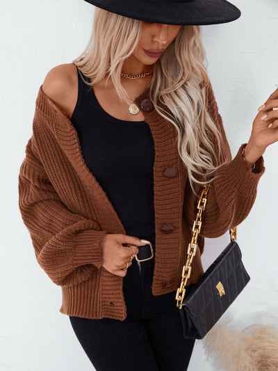 Single-breasted Loose Long-sleeved Sweater Coat