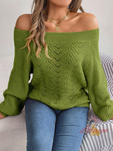 Leisure Solid Color Lantern Sleeve Sweater