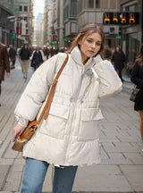 Loose Medium and Long Thick Cotton-padded Jacket