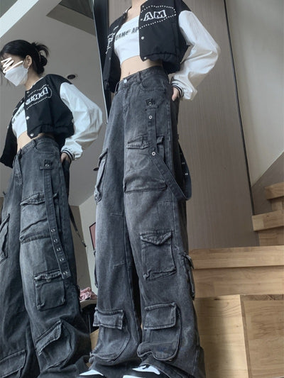 Wide-leg Loose Overalls Jeans