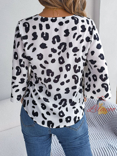 Casual Leopard Print Chiffon Shirt