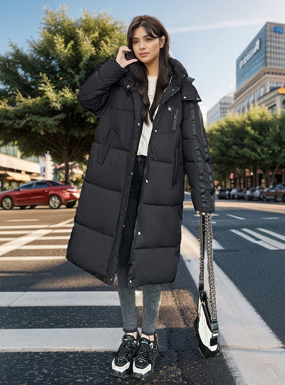 Hood Thickened Long Cotton-padded Down Jacket