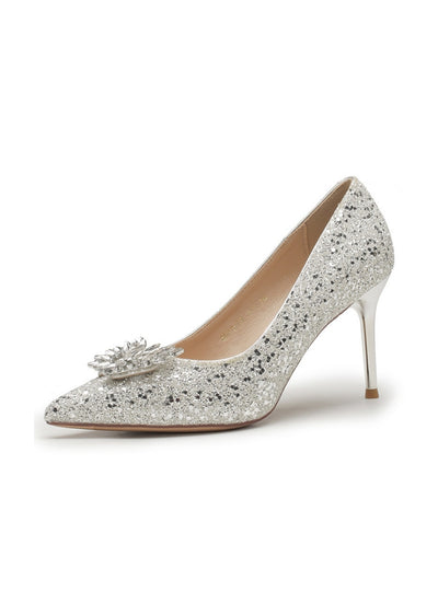 Sequin Crystal Pointed Rhinestone Wedding Shoes