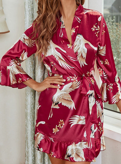 Satin Printed Silk Nightgown Pajamas