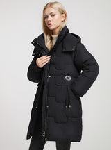 Loose Hooded Long Over-the-knee Thick Cotton-padded Jacket