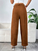 Straight Trousers High Waist Pocket Pant