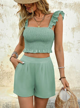 Strap Top Shorts Two-piece Suit