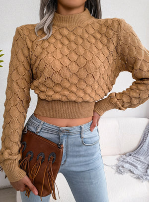 Long-sleeved Knitted Short Sweater