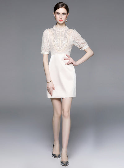 Heavy Industry Beaded Lace Slim Dress