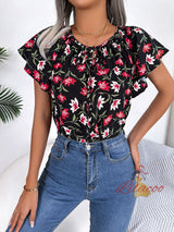 Casual Loose Ruffled Chiffon Top