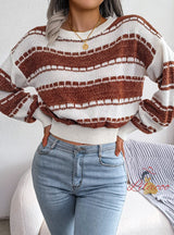 Contrast Color Long Sleeve Knitted Sweater