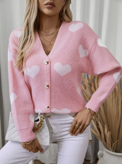 Love Heart Single-breasted Loose Sweater