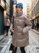 Medium and Long Bright Diamond Cotton-padded Jacket Coat