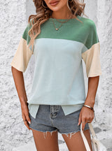 Round Neck Color Matching Short Sleeve T-shirt