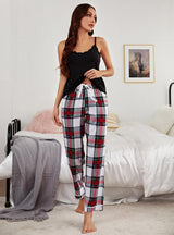 Sexy Sling Plaid Pajamas Suit