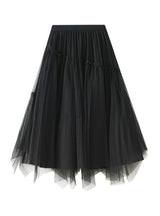 Beaded Irregular High Waist Mesh Wears Skirt on Both Sides