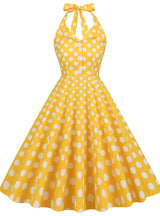 Retro Lapels Polka Dots Dress