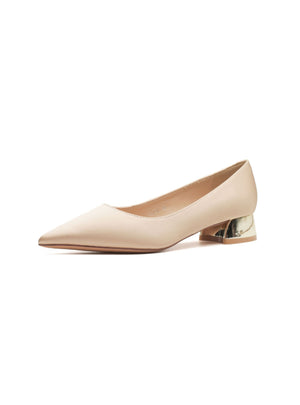 Thick-heeled Satin Tips Shoes