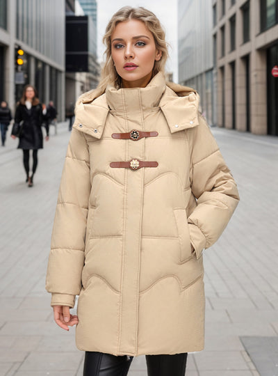 Horn Buckle Thickened Winter Cotton-padded Coat