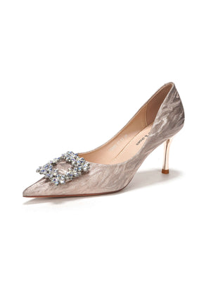 Diamond Sequins Pointed Thin Heel Wedding Shoes